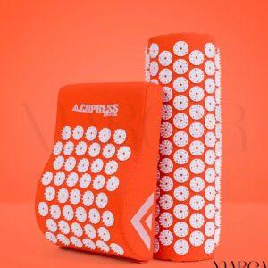 Tapete e Travesseiro Acupress Brasil: Kit de Relaxamento em Casa "Laranja" 130x50cm