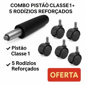 Troca Fácil – Pistão Classe 1 + 5 Rodízios – Conserte Sua Cadeira em Casa