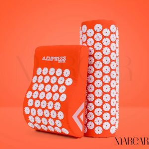 Tapete Acupress Brasil com Travesseiro para Relaxamento Completo "Laranja" 68x42 cm